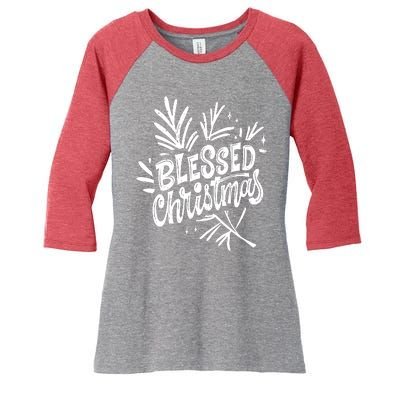 Blessed Christmas Holiday Women's Tri-Blend 3/4-Sleeve Raglan Shirt