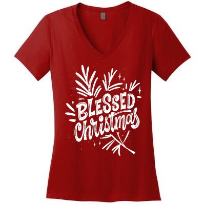 Blessed Christmas Holiday Women's V-Neck T-Shirt