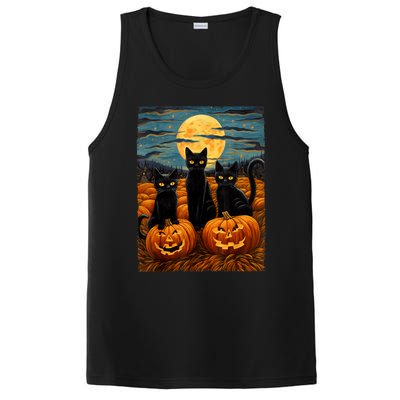 Black Cat Halloween Cat Lovers Starry Night Cat Van Gogh Cat PosiCharge Competitor Tank