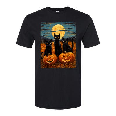 Black Cat Halloween Cat Lovers Starry Night Cat Van Gogh Cat Softstyle® CVC T-Shirt