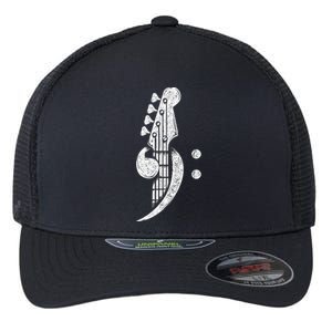 Bass Cleff Headstock Bassist Bass Guitar Musician Flexfit Unipanel Trucker Cap