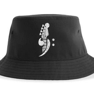 Bass Cleff Headstock Bassist Bass Guitar Musician Sustainable Bucket Hat