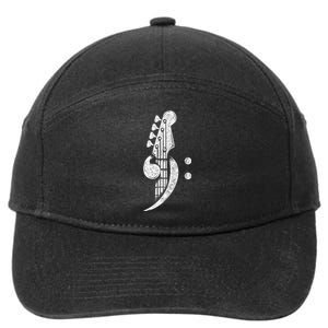 Bass Cleff Headstock Bassist Bass Guitar Musician 7-Panel Snapback Hat