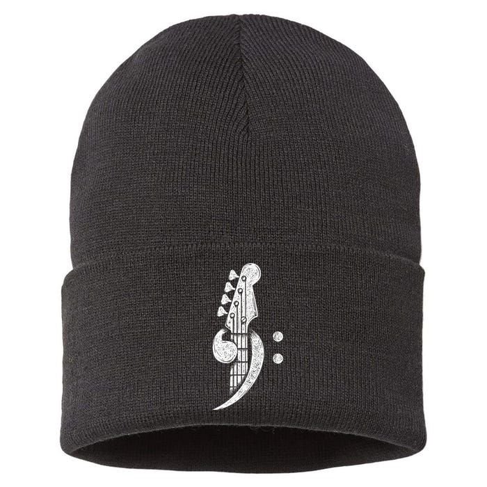 Bass Cleff Headstock Bassist Bass Guitar Musician Sustainable Knit Beanie