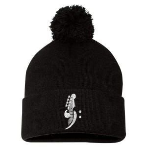 Bass Cleff Headstock Bassist Bass Guitar Musician Pom Pom 12in Knit Beanie