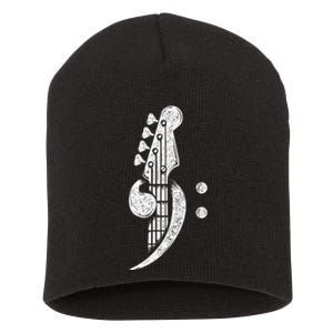 Bass Cleff Headstock Bassist Bass Guitar Musician Short Acrylic Beanie