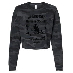 Black Cat Humane Society Funny Witch Halloween Cropped Pullover Crew