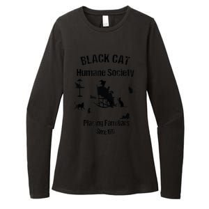 Black Cat Humane Society Funny Witch Halloween Womens CVC Long Sleeve Shirt