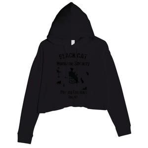 Black Cat Humane Society Funny Witch Halloween Crop Fleece Hoodie