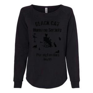 Black Cat Humane Society Funny Witch Halloween Womens California Wash Sweatshirt