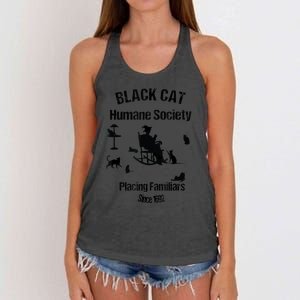 Black Cat Humane Society Funny Witch Halloween Women's Knotted Racerback Tank