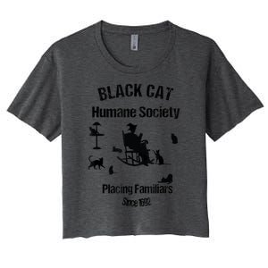 Black Cat Humane Society Funny Witch Halloween Women's Crop Top Tee