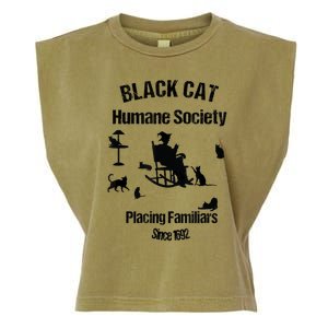 Black Cat Humane Society Funny Witch Halloween Garment-Dyed Women's Muscle Tee