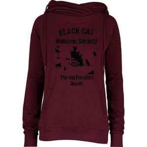 Black Cat Humane Society Funny Witch Halloween Womens Funnel Neck Pullover Hood