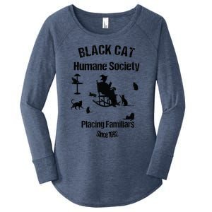 Black Cat Humane Society Funny Witch Halloween Women's Perfect Tri Tunic Long Sleeve Shirt