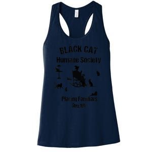 Black Cat Humane Society Funny Witch Halloween Women's Racerback Tank