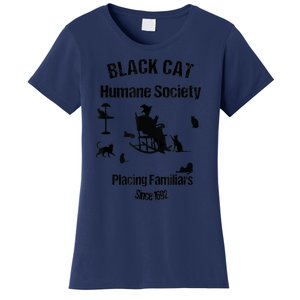 Black Cat Humane Society Funny Witch Halloween Women's T-Shirt