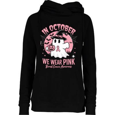 Breast Cancer Halloween In October We Wear Womens Funnel Neck Pullover Hood