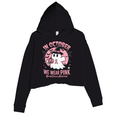 Breast Cancer Halloween In October We Wear Crop Fleece Hoodie