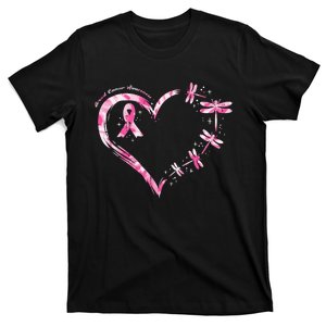 Breast Cancer Heart Dragonflies Awareness T-Shirt