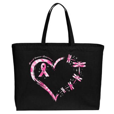 Breast Cancer Heart Dragonflies Awareness Cotton Canvas Jumbo Tote