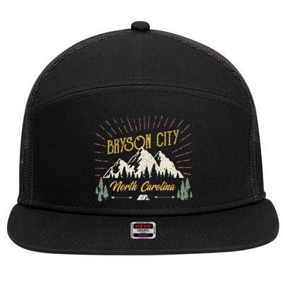 Bryson City Hiking North Carolina 7 Panel Mesh Trucker Snapback Hat