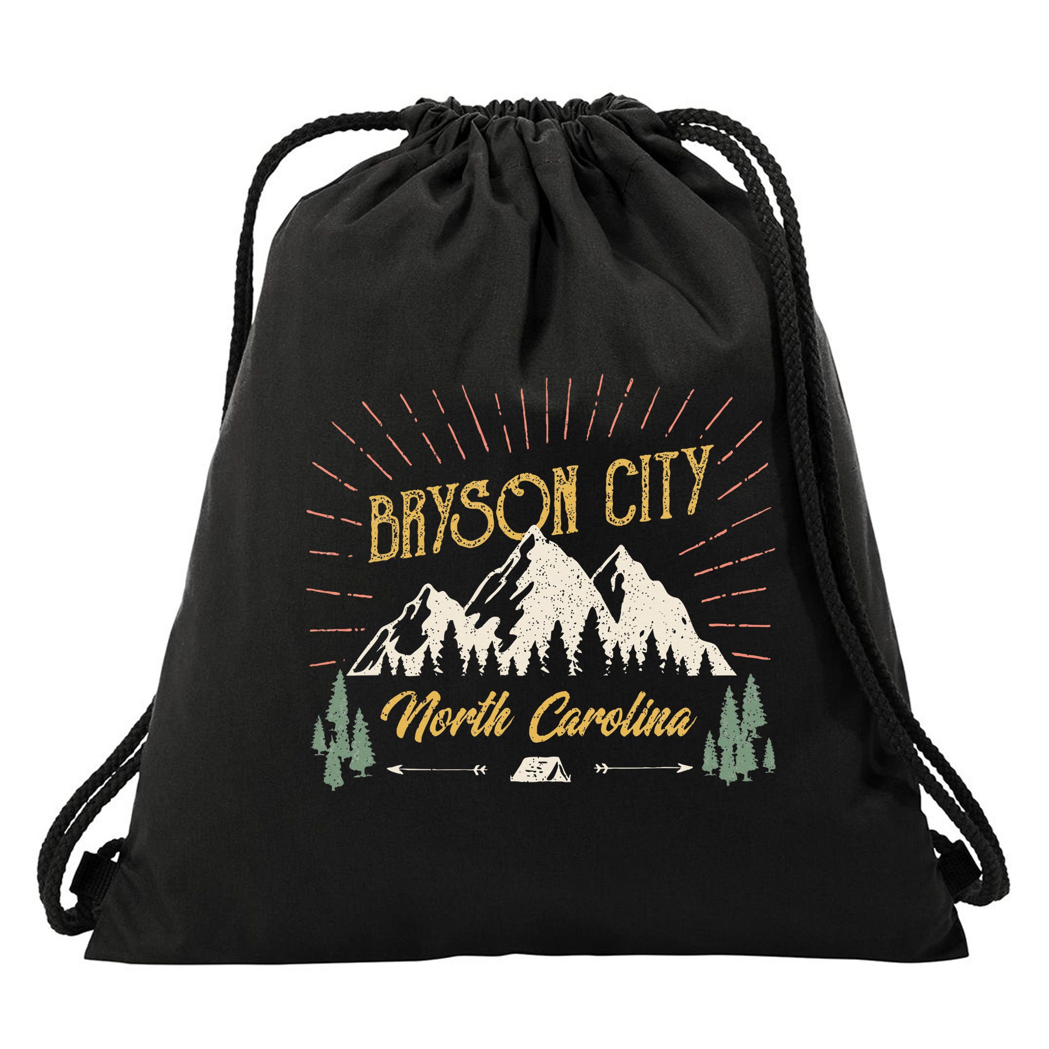Bryson City Hiking North Carolina Drawstring Bag