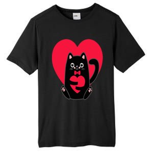 Black Cat Heart Valentines Day Cute Kitten Kitty-Love V Day Tall Fusion ChromaSoft Performance T-Shirt