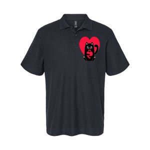 Black Cat Heart Valentines Day Cute Kitten Kitty-Love V Day Softstyle Adult Sport Polo