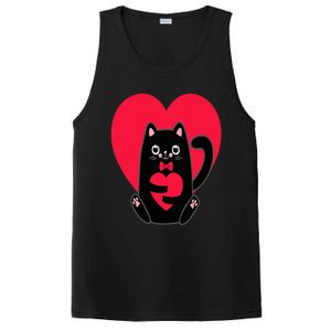 Black Cat Heart Valentines Day Cute Kitten Kitty-Love V Day PosiCharge Competitor Tank