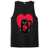 Black Cat Heart Valentines Day Cute Kitten Kitty-Love V Day PosiCharge Competitor Tank