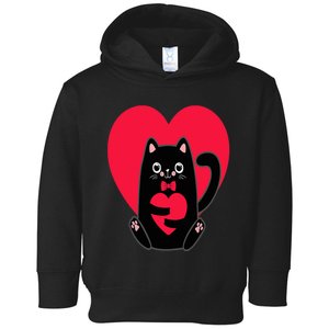 Black Cat Heart Valentines Day Cute Kitten Kitty-Love V Day Toddler Hoodie