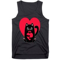 Black Cat Heart Valentines Day Cute Kitten Kitty-Love V Day Tank Top