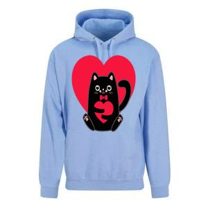 Black Cat Heart Valentines Day Cute Kitten Kitty-Love V Day Unisex Surf Hoodie