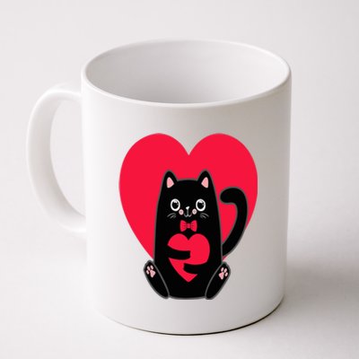 Black Cat Heart Valentines Day Cute Kitten Kitty-Love V Day Coffee Mug