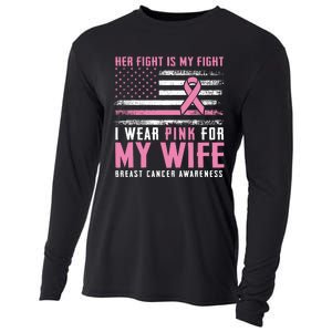 Breast Cancer Her Fight Is My Fight I Wear Pink Wife Breast Cancer Support Cooling Performance Long Sleeve Crew