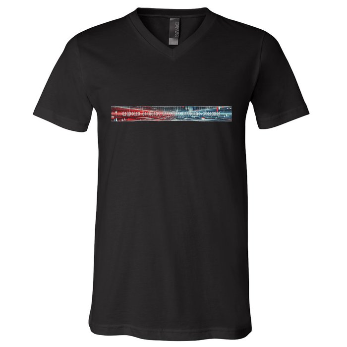 Binary Code Hidden Message V-Neck T-Shirt
