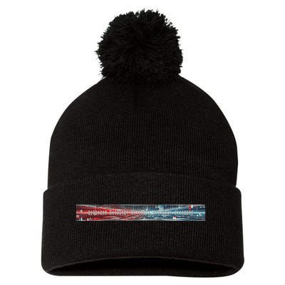 Binary Code Hidden Message Pom Pom 12in Knit Beanie