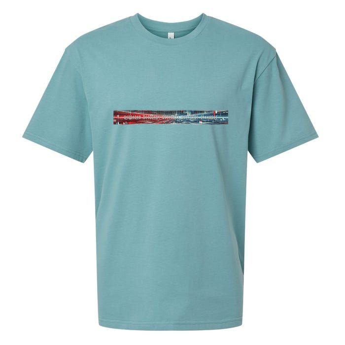 Binary Code Hidden Message Sueded Cloud Jersey T-Shirt