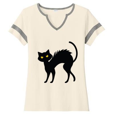 Black Cat Halloween Black Cats Ladies Halftime Notch Neck Tee