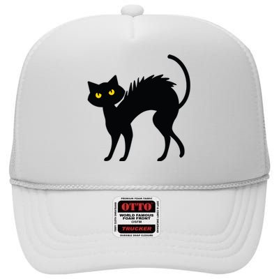 Black Cat Halloween Black Cats High Crown Mesh Back Trucker Hat