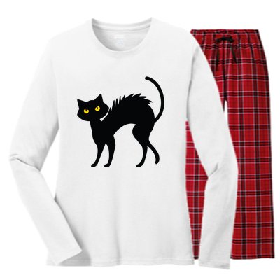 Black Cat Halloween Black Cats Women's Long Sleeve Flannel Pajama Set 