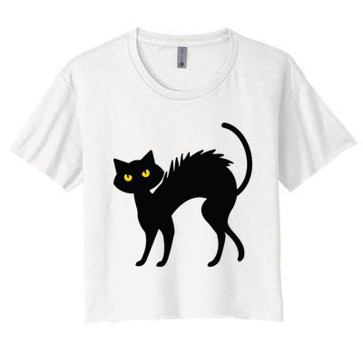 Black Cat Halloween Black Cats Women's Crop Top Tee