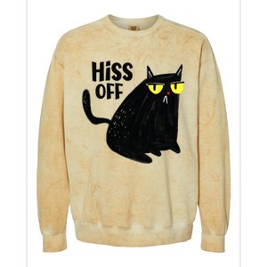 Black Cat Hiss Off For Men Women Meow Cat Gifts Colorblast Crewneck Sweatshirt