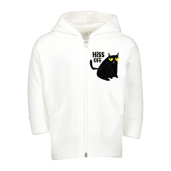 Black Cat Hiss Off For Men Women Meow Cat Gifts Toddler Zip Fleece Hoodie