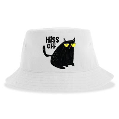 Black Cat Hiss Off For Men Women Meow Cat Gifts Sustainable Bucket Hat