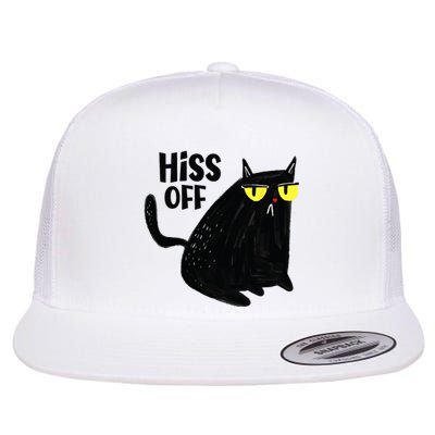 Black Cat Hiss Off For Men Women Meow Cat Gifts Flat Bill Trucker Hat