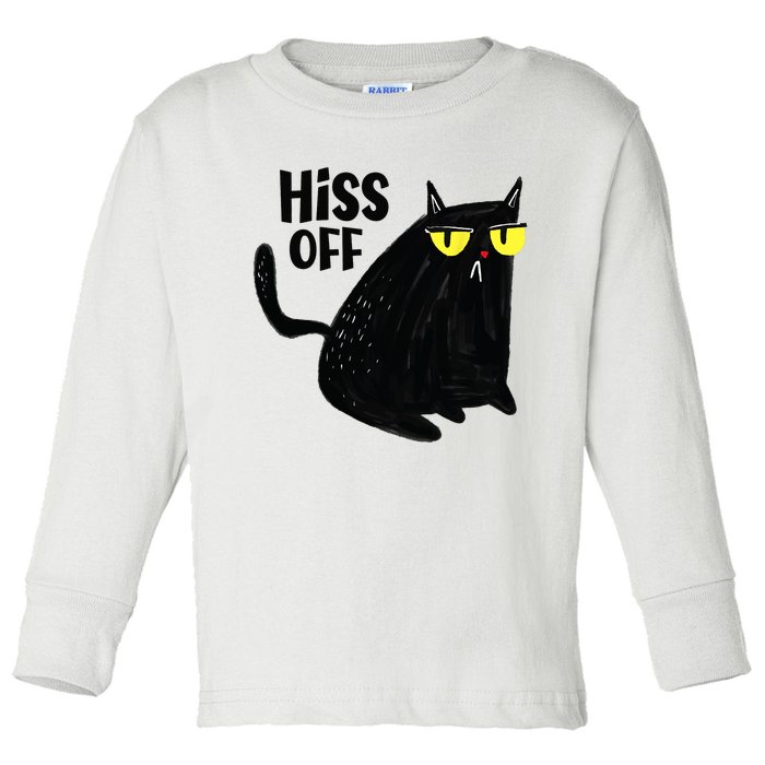 Black Cat Hiss Off For Men Women Meow Cat Gifts Toddler Long Sleeve Shirt