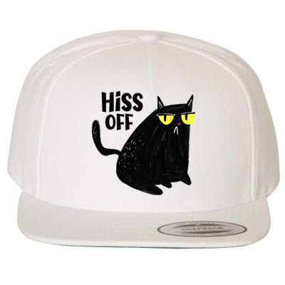 Black Cat Hiss Off For Men Women Meow Cat Gifts Wool Snapback Cap