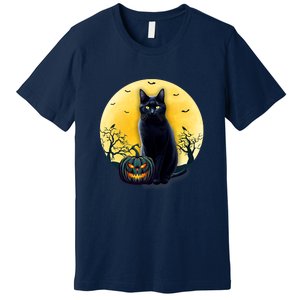 Black Cat Halloween Pumpkin Costume Premium T-Shirt